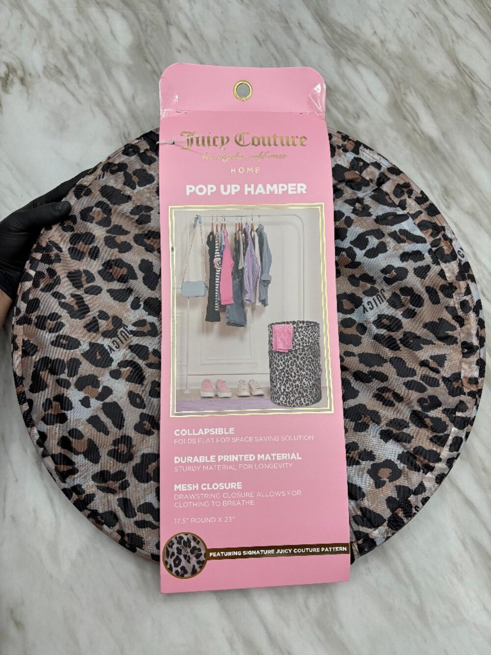Juicy Couture Leopard Print Pop Up Hamper 17.5x23 NWT